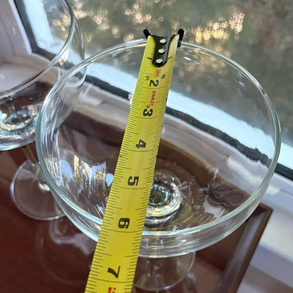 Set of 2 Oversized Vintage Stemmed Cocktail Glasses 32 oz Large Clear
